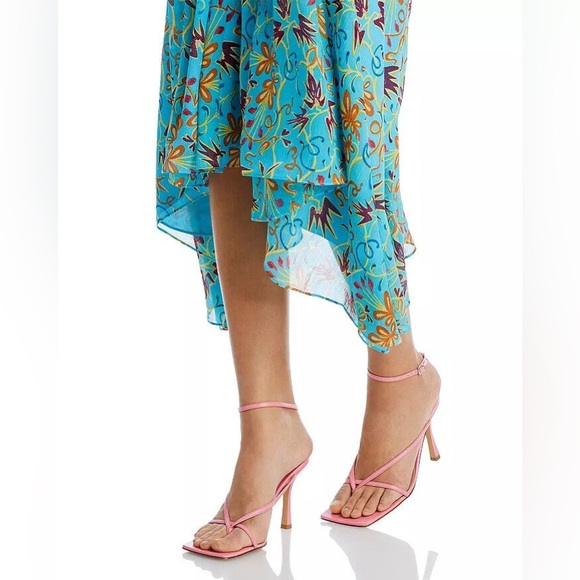 A.L.C. VIOLET BLUE TEAL SILK PRINTED HALTER SLEEVELESS ASYMMETRIC,SZ 2,$695 - Picture 13 of 17